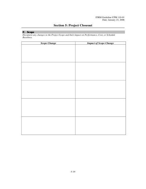 Project Closeout Template Virgina Free Download