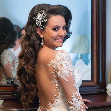 Our Gorgeous Bride Andrea Looking Fab In Her Crystal Encrusted Bridal Comb And Galia Lahav