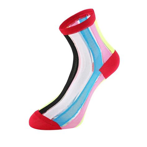 Rainbow Stripe Womens Sheer Socks Upkiwi