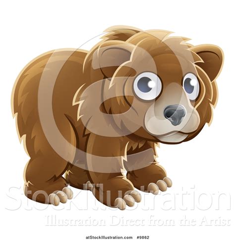 Vector Illustration Of A Grizzly Bear Cub By Atstockillustration 9862