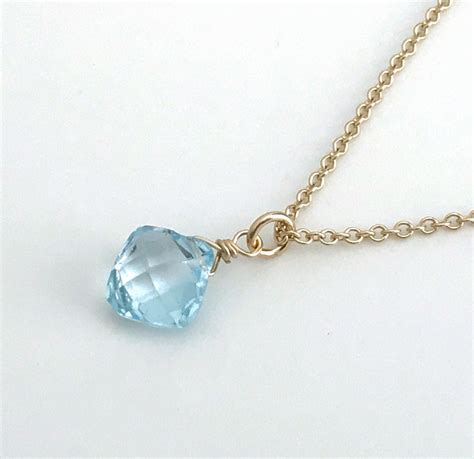 Blue Topaz Necklace December Birthstone Necklaces For Women Etsy