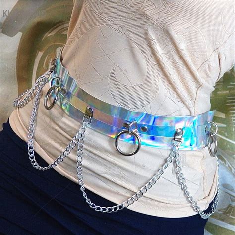 punk 100 handcrafted sexy women cool vinyl pvc waist cincher heavy duty belt harness chain