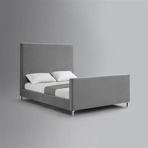 Posh Living Alex Velvet Upholstered Platform Queen Bed In Gray