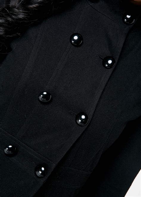 Long Sleeve Double Breasted Black Pocket Coat Usd 4528