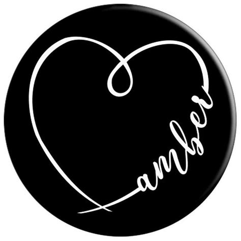 Amber Name Minimalistic Heart Calligraphy Pretty Drawing Popsockets