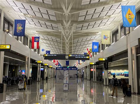 The Us State Flags Lined Up At Dulles Airport In Washington Dc
