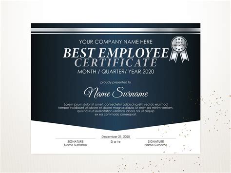 Highlight the contribution of team members with an employee of the month template certificate you make yourself. EDITABLE Best Employee Certificate Template, Corporate ...