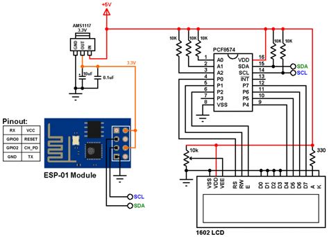 Interfacing Esp8266 Esp 01 Module With I2c Lcd Simple Circuit