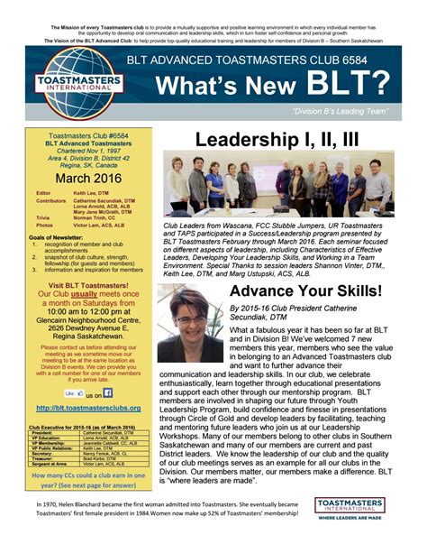Blt Newsletter Issue 2 March 2016 By Blt Advanced Toastmasters Issuu