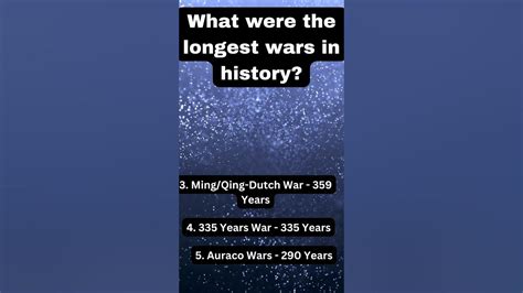 What Is The Longest Wars In History Youtube