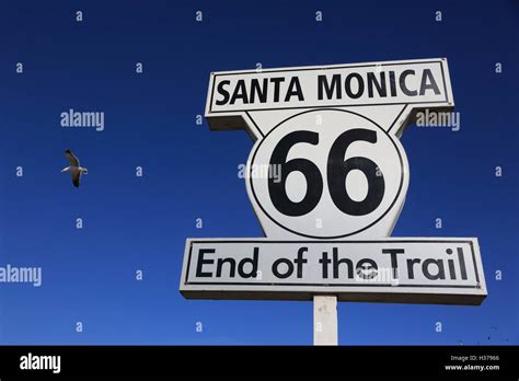 The Sign Marking The End Of The Historic Route 66 At Santa Monica Pier
