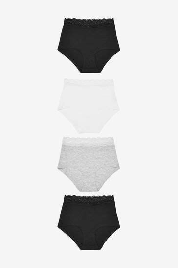 Buy Lace Trim Cotton Blend Knickers 4 Pack From The Next Uk Online Shop