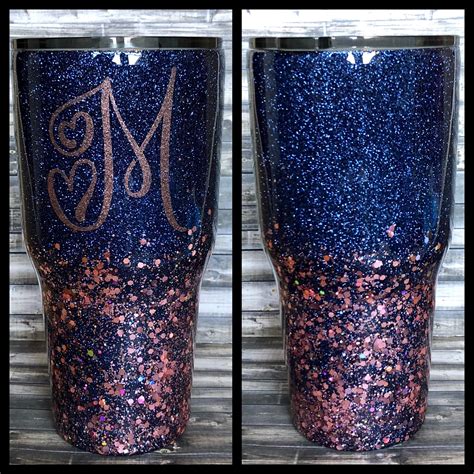 Navy Blue and Rose Gold Chunky Glitter Tumbler | Glitter tumbler, Glitter tumbler cups, Gold tumbler