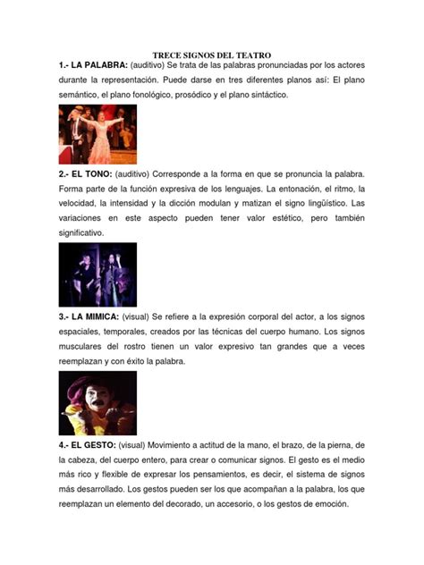 Trece Signos Del Teatro Teatro Palabra