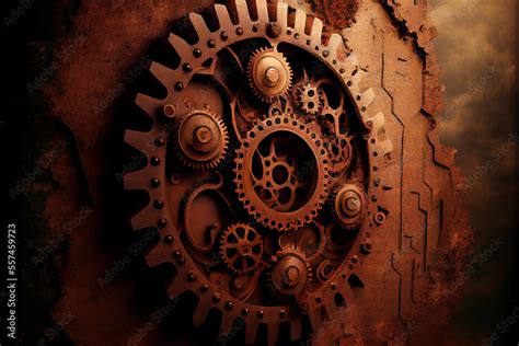 Steampunk Cogs Gears Rust Background Wallpaper Stock Illustration