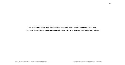 Standar Internasional Iso 90012015 Sistem Iainpurwokertoacidwp