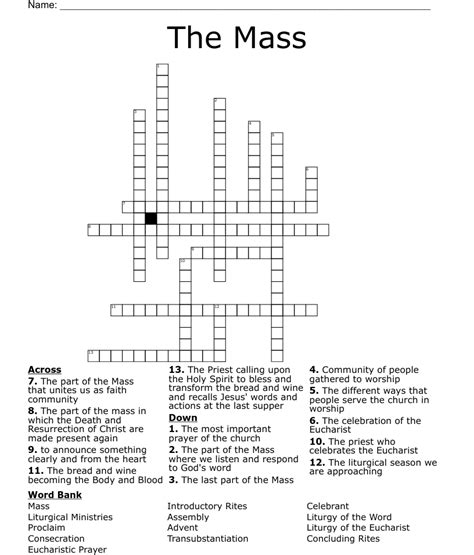 The Mass Crossword Wordmint