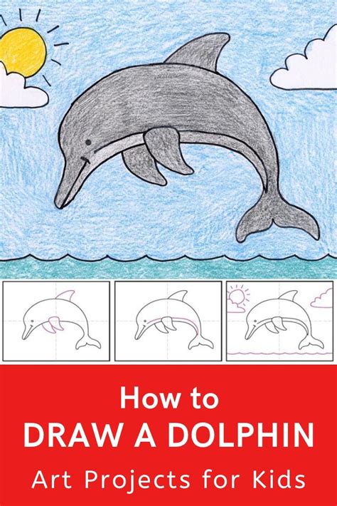 Illustrate the ocean like background. Draw a Dolphin · Art Projects for Kids
