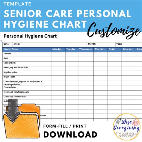 Personal Hygiene Chart Template | Wise Caregiving