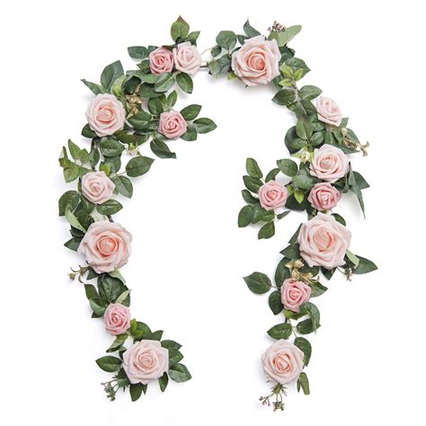 buy ling s moment handcrafted artificial blush pink rose flower garland 5ft greenery garland for