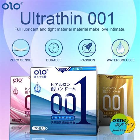 Olo Condom Mens Ultra Thin Hyaluronic Acid Natural Latex Condom