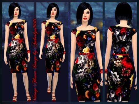 Vintage Flower Dress At Amberlyn Designs Sims 4 Updates