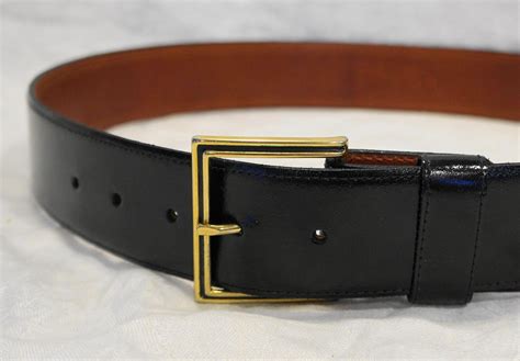 Black Leather Wide Belt Brass Buckle Genuine Top Grain Cowhide 33 37