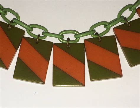 Rare Art Deco Laminated Bakelite And Celluloid Necklace At 1stdibs