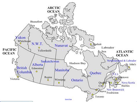 Provincial Capitals In Canada Map