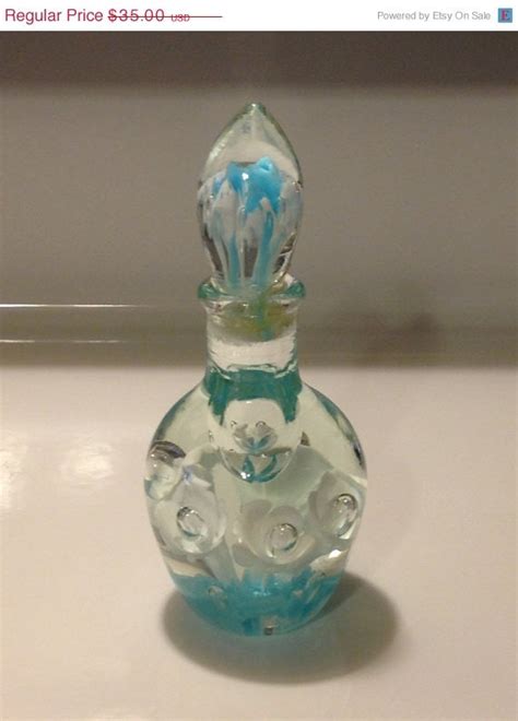Art Glass Blown Perfume Paperweight Bottle By Visualaromasvintage