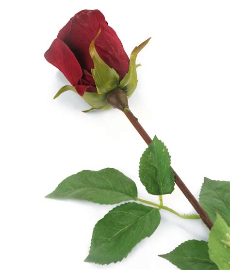 Artificial 52cm Single Stem Closed Bud Burgundy Rose Artifical Plant Hire