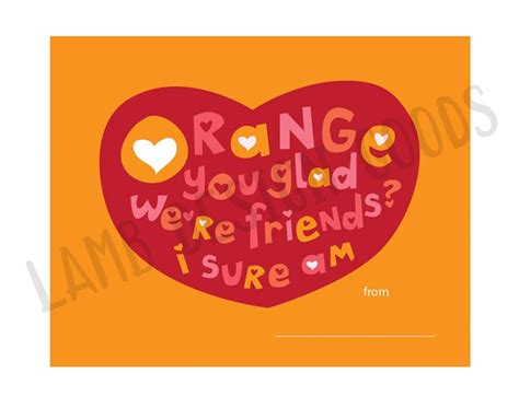 Orange You Glad Childrens Valentines Cards Etsy