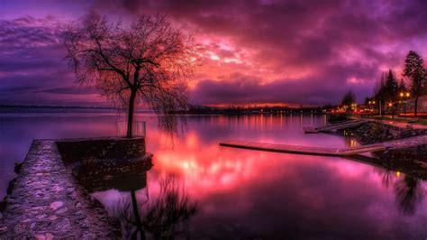 Glorious Purple Sunset Hdr High Quality And Other