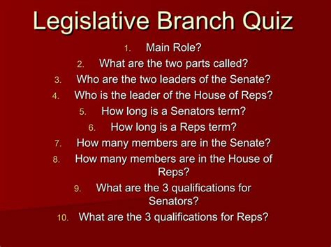 Legislative Branch Quiz Ppt