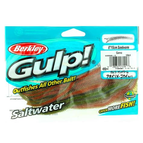 Gulp! Sandworm Soft Bait - 6″ Length, Camouflage, per 10