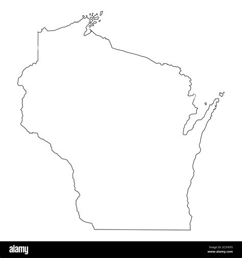 Mapa Del Estado De Wisconsin Wi Eeuu Mapa De Contorno Negro Aislado