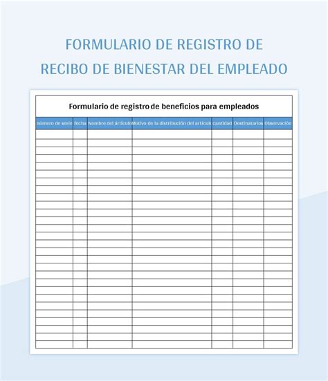 Plantilla De Excel Formulario De Registro De Recibo De Bienestar Del Sexiz Pix