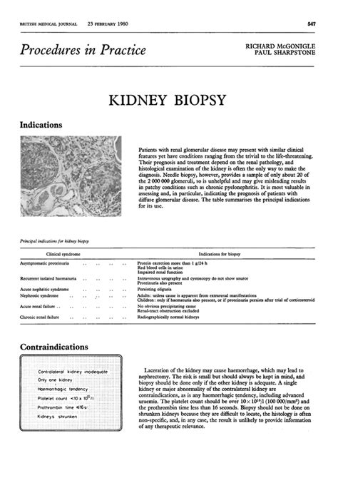 Procedures In Practice Kidney Biopsy The Bmj