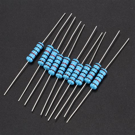 10pcs 2w 1 Tolerance 10k Ohm Flameproof Axial Metal Film Resistor Blue