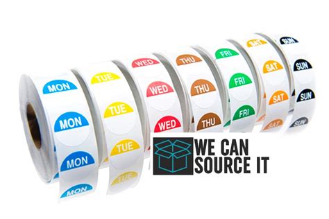 Buy We Can Source It Ltd Circular Full Week Day Dots Food Labels Stickers Per Day Food