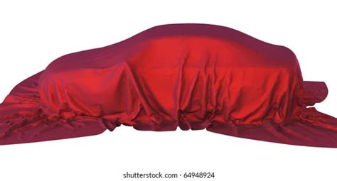 Car Under Red Satin Cloth Isolated Stock Illustration 64948924