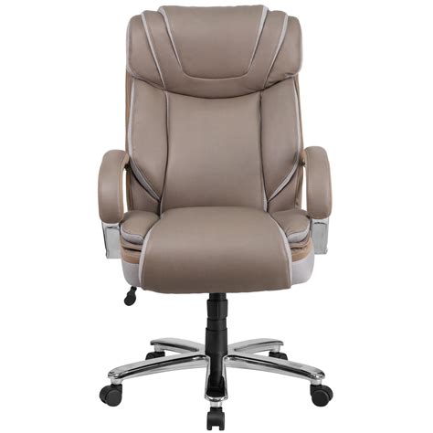 Features a timeless and classic high back silhouette. 47" Taupe Leather High Back Swivel Office Chair with Extra ...