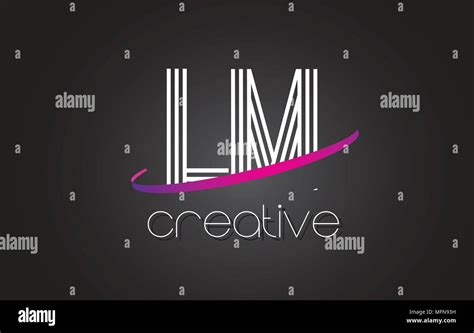Lm L M Letter Logo With Lines Design And Purple Swoosh Vector Letters