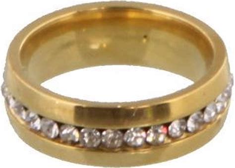 Bol Goudkleurige RVS Ring Met Diamantjes Erop