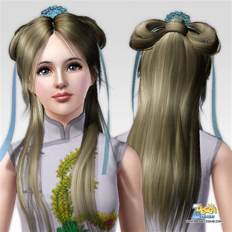 Shaped Bun With Satin Ribbon Bow Hairstyle Id 208 By Peggy Zone Sims