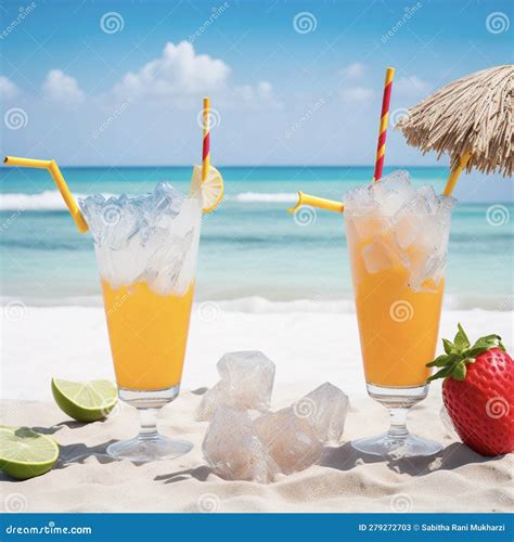 Coastal Cocktails: Sipping Serenity by the Sea Stock Illustration