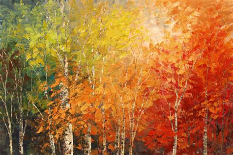 Fall Foliage Painting Canvas Print Of Original Autumn Forest Rich