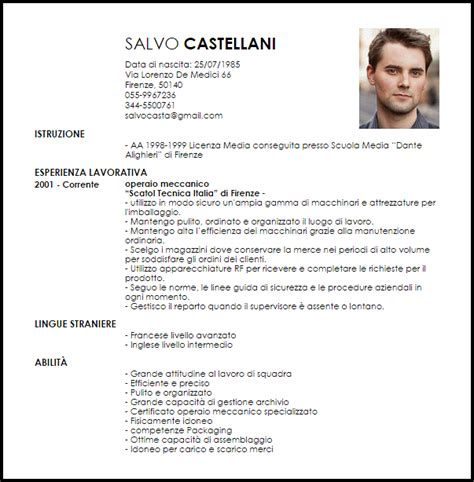 Il curriculum vitae (cv) è lo strumento indispensabile per la ricerca del lavoro: ESEMPI DI CURRICULUM VITAE GIÀ COMPILATI PER OPERAIO