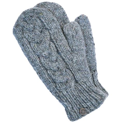 Gorgeously Warm Fully Fleece Lined Cable Hand Knitted Mittens Grey