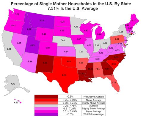 Percentage Of Single Mother Households In The Us By State Updated R